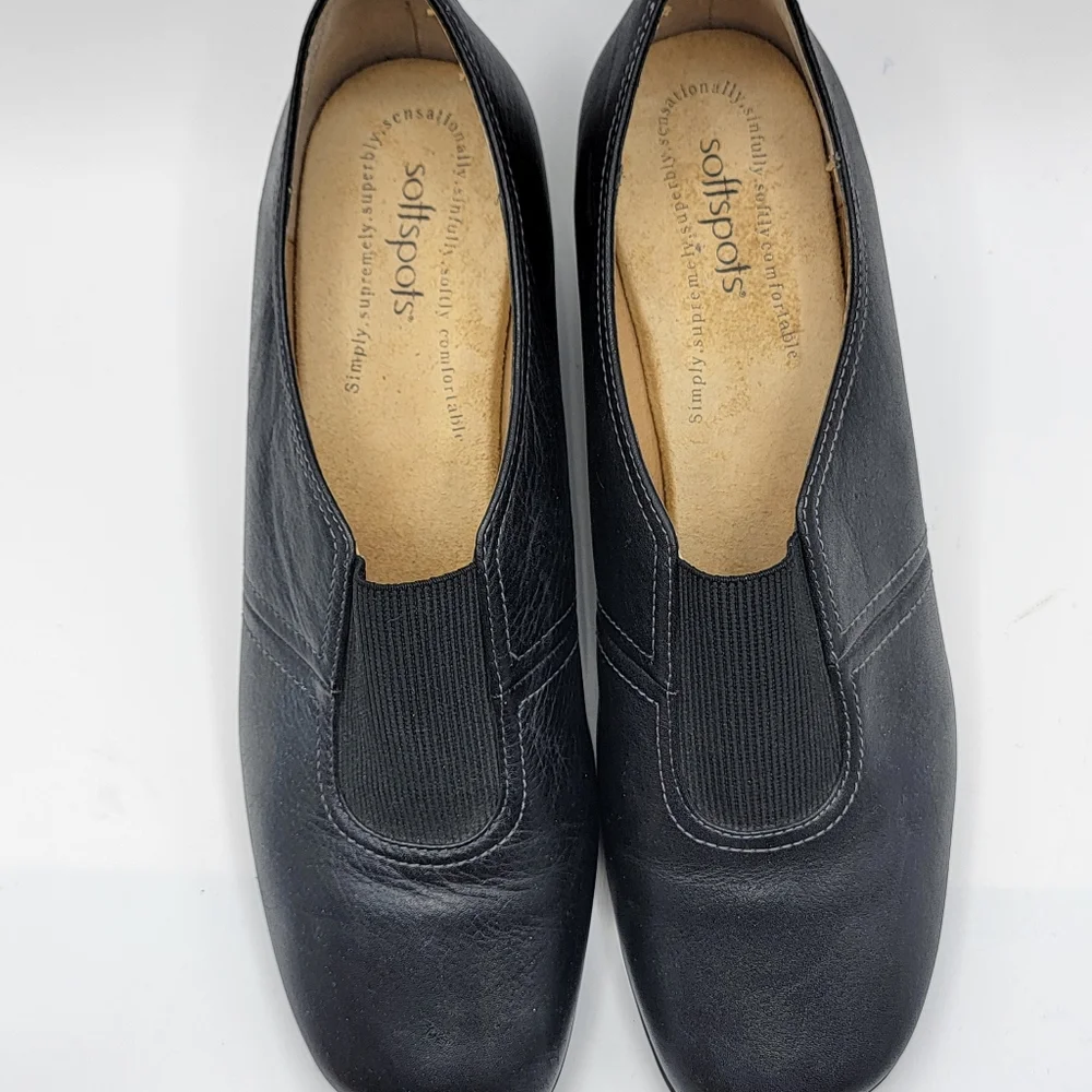 SoftSpots Black‎ Leather Wedge Size 12M. #1323